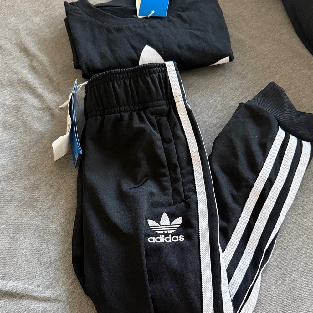 Adidas Kids Black and White Joggers